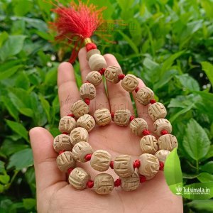 Original Tulsi 27+1 Beads Japa Mala Radha Carving Design Beads 12mm