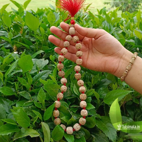 Original Tulsi 27+1 Beads Japa Mala Radha Carving Design Beads 12mm