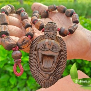 Lord Narasimha Face Locket Original Tulsi Beads Kanthi Mala