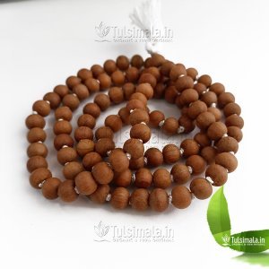108 Beads White Chandan Japa Mala 8mm Beads Size 32 Inches 3