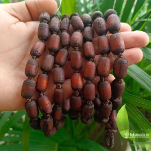 108+1 Vrindavan Tulasi Japa Mala Barrel Beads Dark Brown