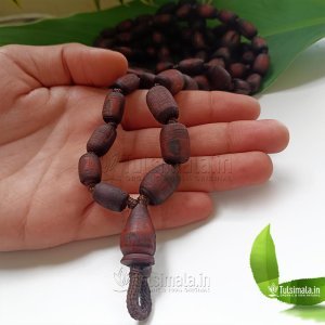 108+1 Vrindavan Tulasi Japa Mala Barrel Beads Dark Brown