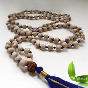 108+1 Beads ISKCON Tulsi Japa Mala with Blue Tassel
