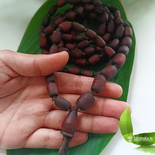 108+1 Vrindavan Tulasi Japa Mala Barrel Beads Dark Brown