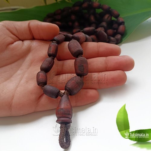 108+1 Vrindavan Tulasi Japa Mala Barrel Beads Dark Brown