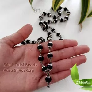 92.5% Pure Silver 54+1 Original Tulsi 8mm Beads Size Mala