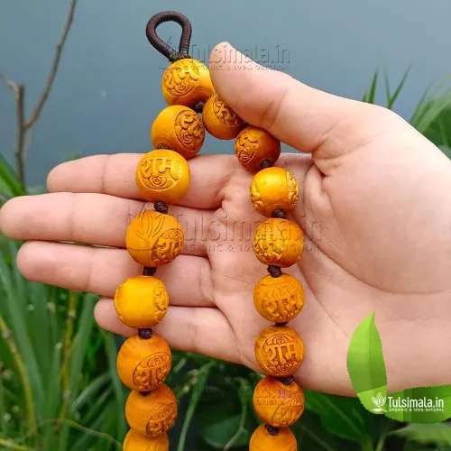 27+1 Beads Ram Tulsi Japa Mala Yellow Golden