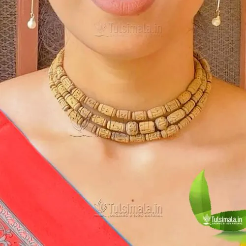 3 Round Kanthi Mala Shri Radha Name Design Tulsi Beads