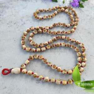 108+1 Shri Radha Written Beads Original Tulsi Japa Mala 10mm Size