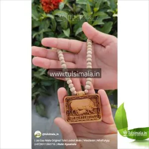 Jai Gaumata Tulsi Locket with Fine cut Beads 8mm