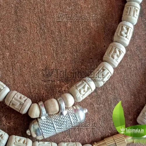 Shri Nursing Kavach Original Tulsi Mala For Kids (Shri Radha Beads Carving 5mm Beads size)