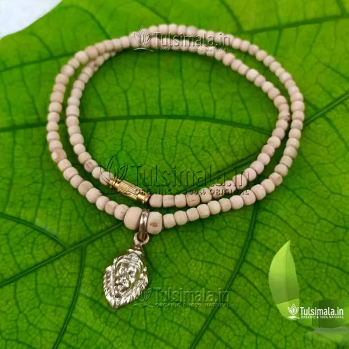 Shri Narsingh Silver Tulsi Locket Mala 3mm Bead Size