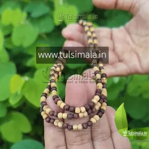 Two Round Designer Tulsi Kanthi Mala with Black and White 4mmBeads Size 33 Inches Length