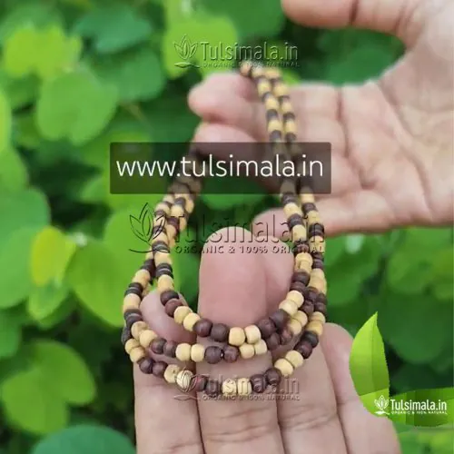 Two Round Designer Tulsi Kanthi Mala with Black and White 4mmBeads Size 33 Inches Length