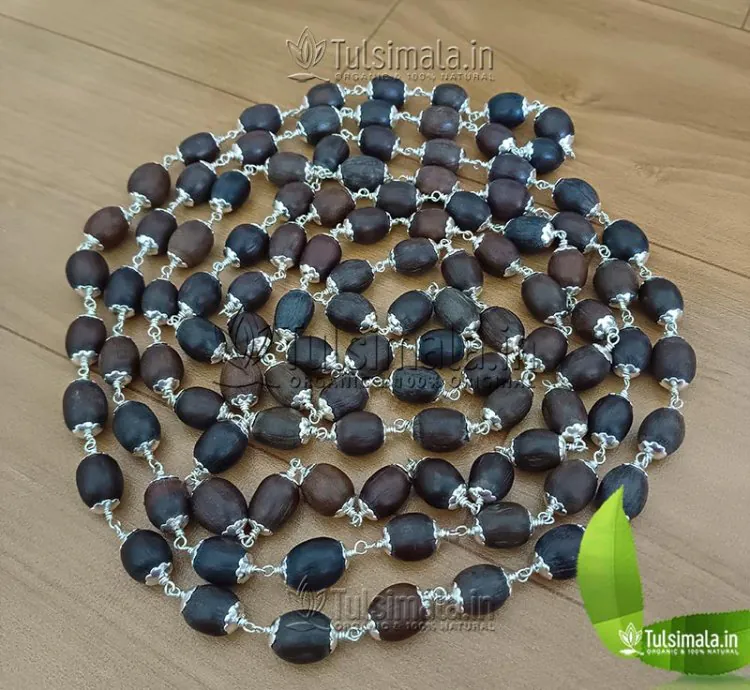 92.5% Pure Silver 108+1 Lotus Seed(Kamal Gatta Beads) Japa Mala