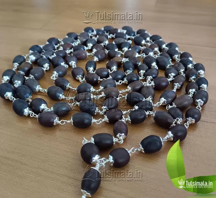 92.5% Pure Silver 108+1 Lotus Seed(Kamal Gatta Beads) Japa Mala