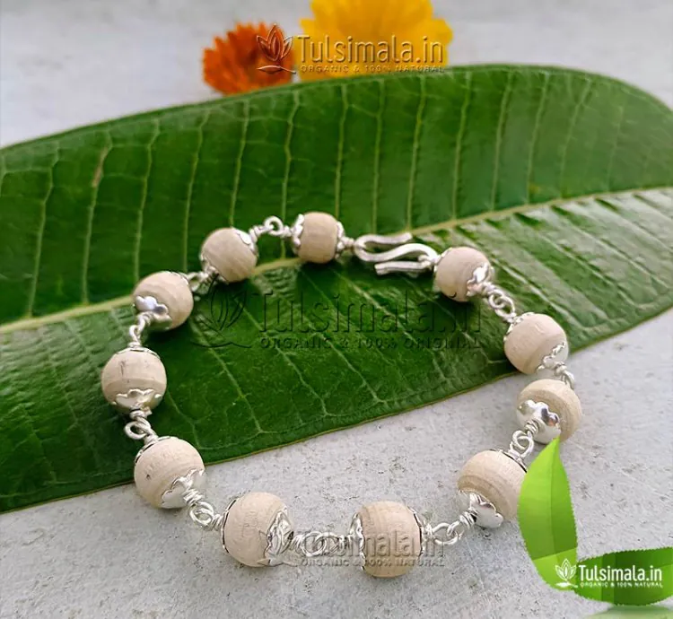 Original Tulsi Beads Bracelet with Pure Silver 10mm Size