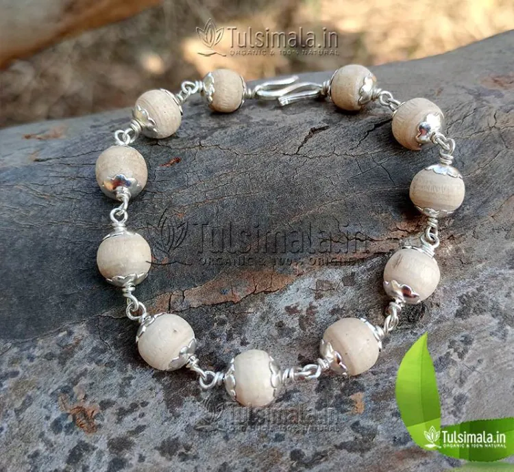Original Tulsi Beads Bracelet with Pure Silver 10mm Size