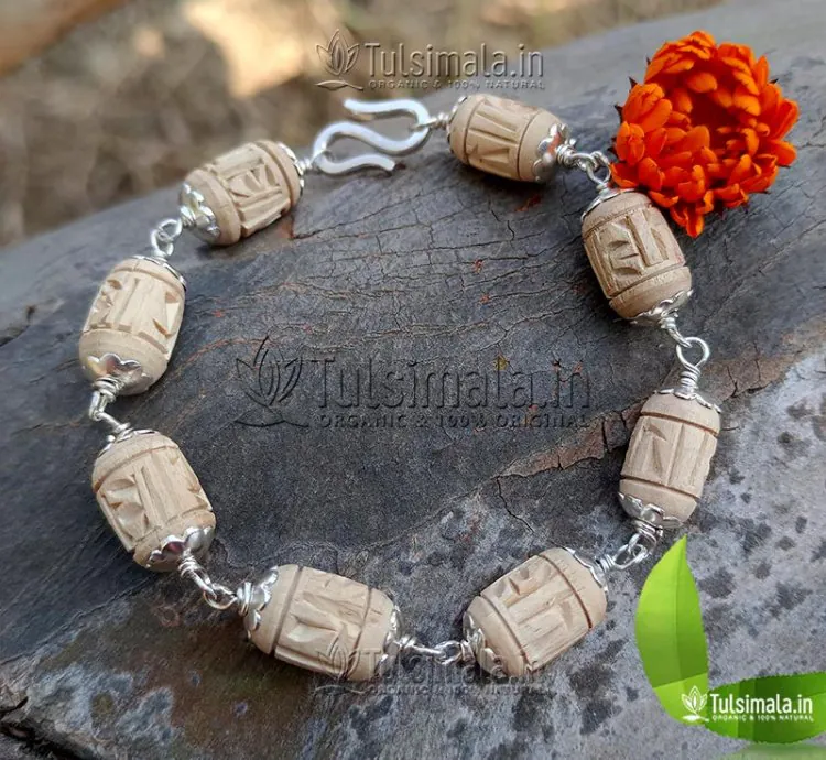 92.5% Pure Silver With Shri Radha Written Original Tulsi Bracelet