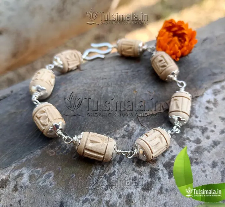 92.5% Pure Silver With Shri Radha Written Original Tulsi Bracelet