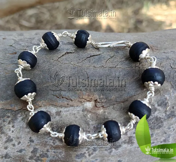 92.5% Pure Silver With Original Shyama Tulsi 10mm Beads Bracelet