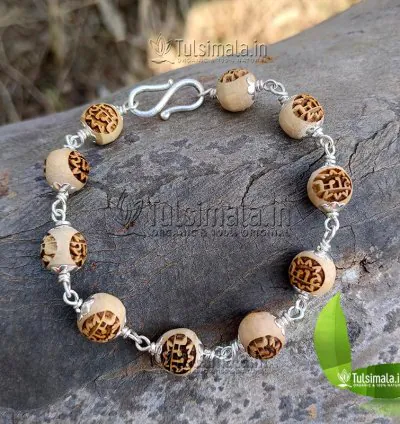 92.5% Pure Silver Sri Ram Written Original Tulsi Beads Bracelet