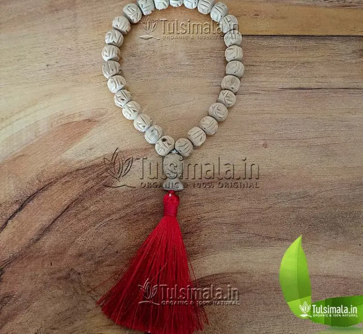 18+1 Beads Original Tulsi Japa Mala with Radha Carved Beads