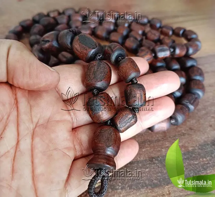 108+1 Dark Brown Original Tulsi Japa Mala Big to Small 18-14mm Bead Size