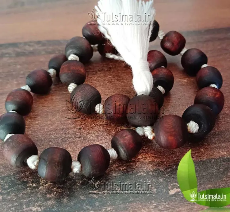 Pure Tulsi 27+1 Beads Japa Mala 14mm Beads Size Dark Brown Colour