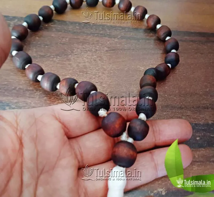 Pure Tulsi 27+1 Beads Japa Mala 14mm Beads Size Dark Brown Colour