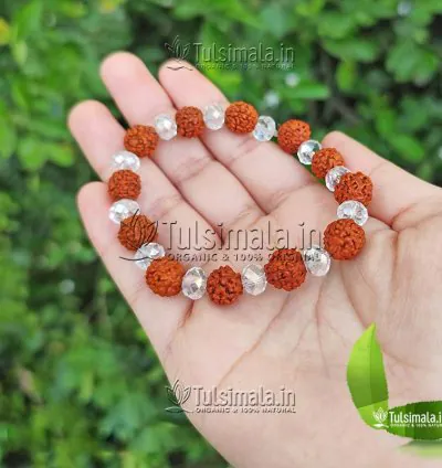 Rudraksha with Crystal Stone Bracelet for Men, Women, Girls and Boys