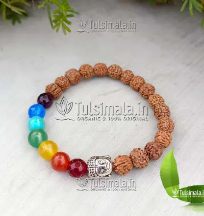 Spiritual Rudraksha 7 Chakra Bracelet for Men, Women, Girls and Boys