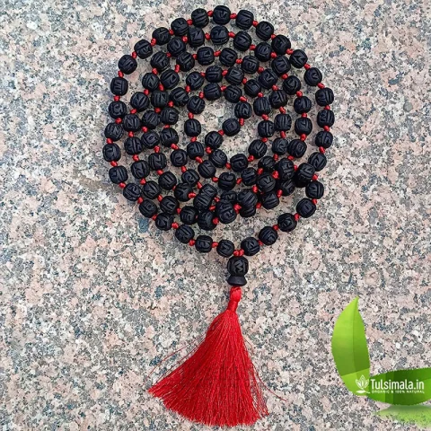 108+1 Shyama Tulsi Japa Mala Radha Engraverd  12mm