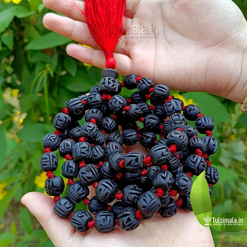 108+1 Shyama Tulsi Japa Mala Radha Engraverd  12mm
